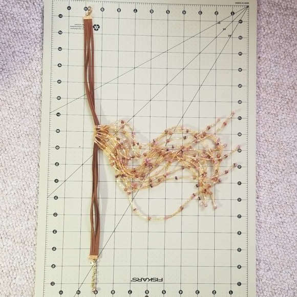 💥4/$20 STATEMENT NECKLACE Iridescent beads Leather Choker NEW - Picture 6 of 8